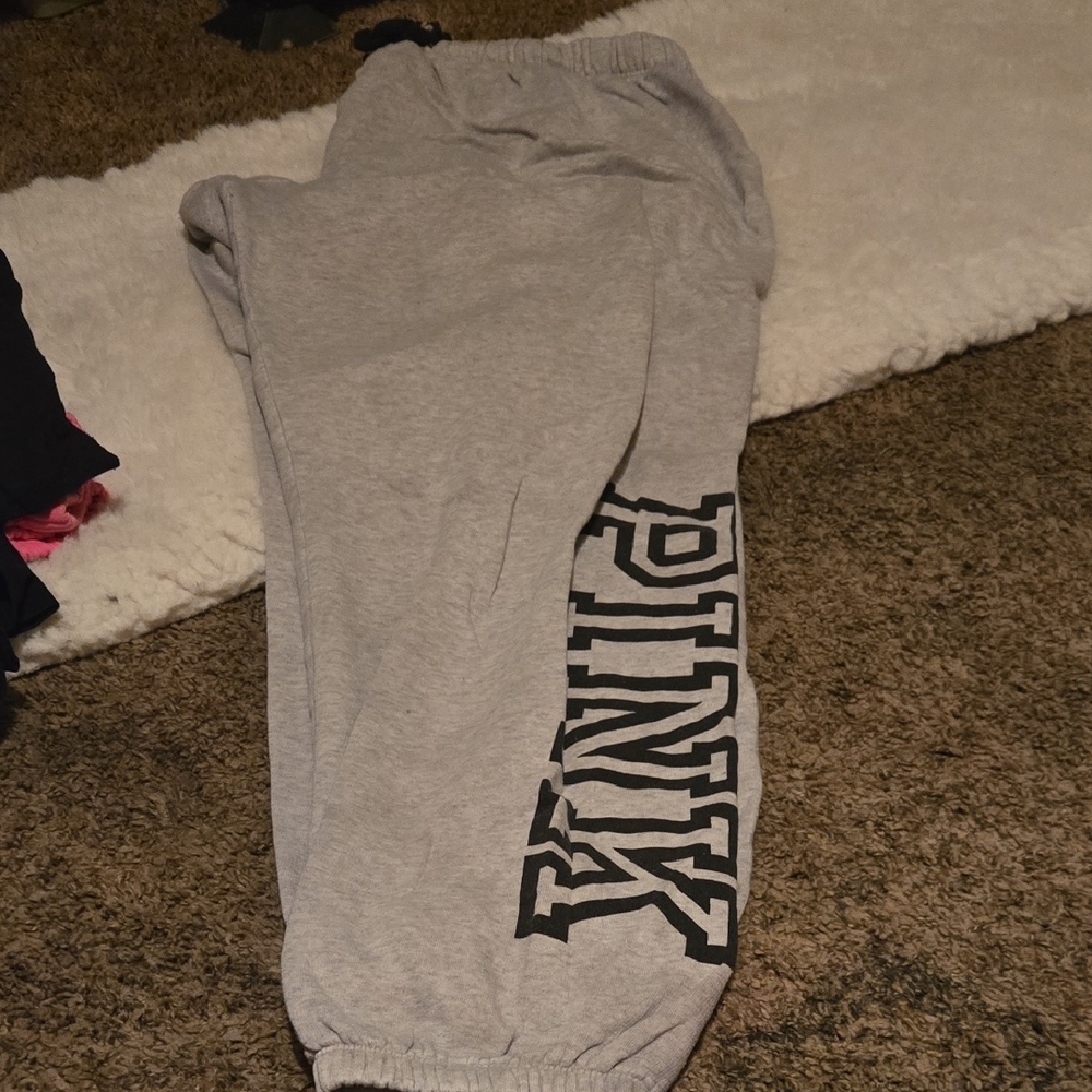 PINK Victoria's Secret Womans Light Gray Joggers